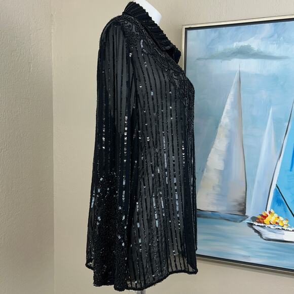 Vintage 1980s J Laxmi Blouse Black Sheer Heavily
Beaded size 3X NWT - Picture 3 of 7